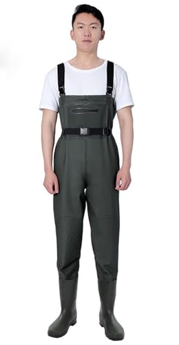 ZYREHAW Wathose Herren Wasserdicht, wasserdichte Anglerhose, Watstiefel Herren, Kniepolster, wasserdichte, Atmungsaktive, Angelhose Herren Für Angeln, Landwirtschaft, Gartenarbeit M,42