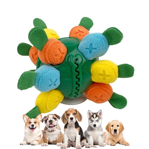 Interaktives Sniffle Leckerli-Ball, Schnüffelspielzeug für Hunde | Kauspielzeug für Hunde in Karottenform | Der quietschende Puzzleball für Hundetraining und Entlastung