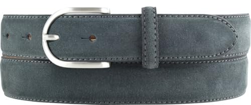 BELTINGER Damen-Gürtel aus Veloursleder 3,0 cm | Velour-Ledergürtel für Damen 30mm | Wildleder-Gürtel mit runder Gürtelschließe | Anthrazit 80cm