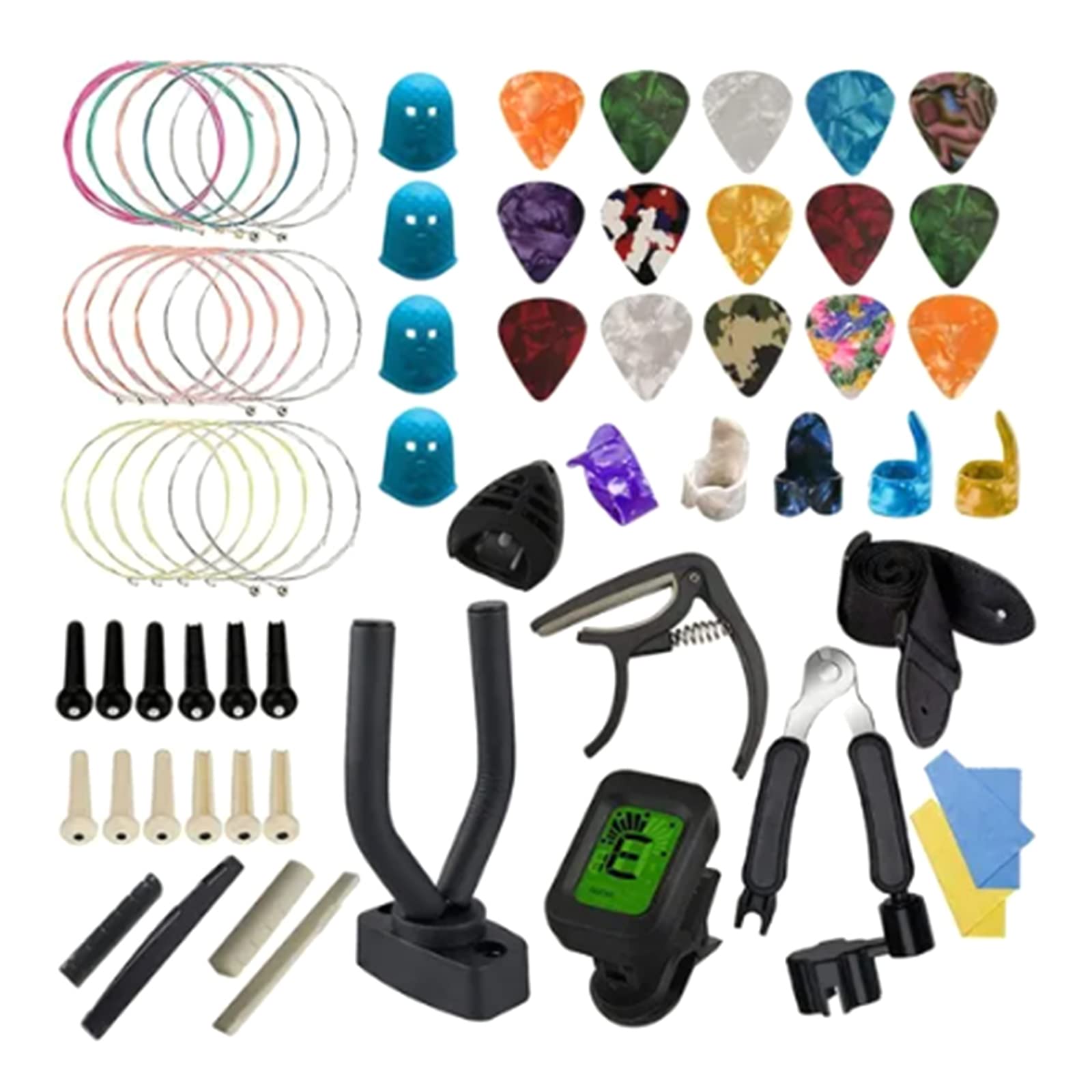 Gitarrenzubehör einschließlich Gitarrensaiten Stimmgerät Gitarrenrestring Tools Kits Gitarrenplektren