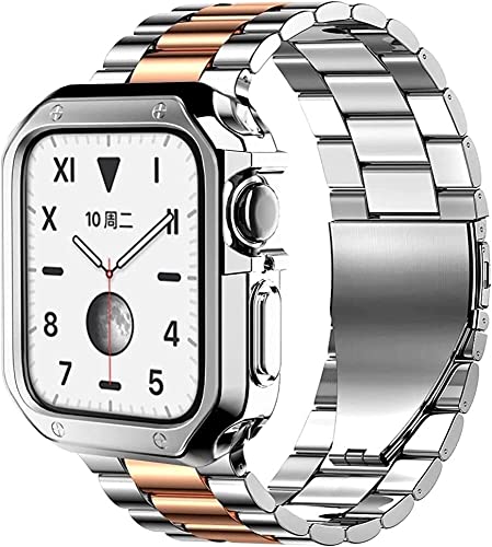 NEYENS Verbessertes Edelstahl-Gehäuseband für Apple Watch Ultra 49 mm, 8, 7, 45 mm, 44 mm, Metallschnalle, für Watch 6, 5, 4, 3, SE, 41 mm, 40 mm, 38 mm, 49 mm, Achat