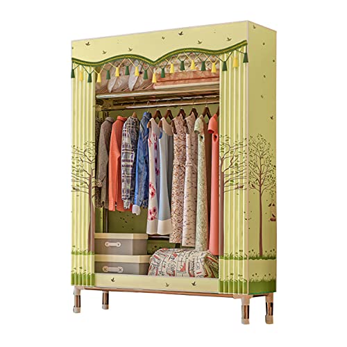 ZHANGshouf Kleiderschrank Tragbarer Canvas-Kleiderschrank, Faltbarer Kleiderschrank-Aufbewahrungsorganizer Für Schlafzimmer, Stoffgarderobe Mit Kleiderstange,E-84x46x172cm