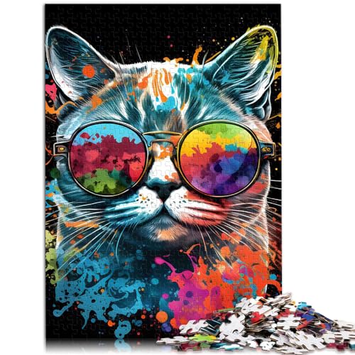 Puzzles Bunte Katze Tierfarbe Puzzle für Erwachsene 1000 Teile Holzpuzzle Familienspiel Stressabbau Schwieriges Herausforderungspuzzle 1000 Teile (50x75cm)