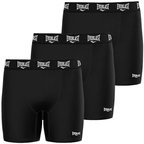 Everlast Herren-Boxershorts aus Baumwolle, Herren-Unterwäsche, weicher und bequemer Bund, Anti-Scheuern, Schwarz, Large