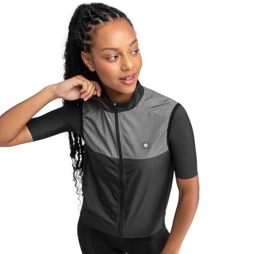 SIROKO - Fahrradweste Windstopper für Damen V1-W Pikes Peak - XL - Schwarz/Grau