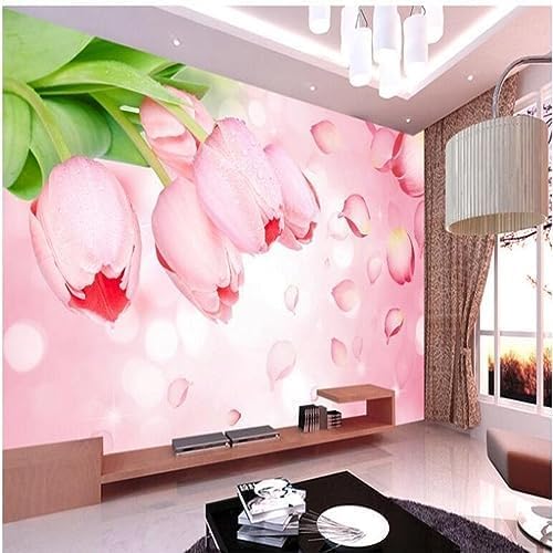 XLMING Romantische Tulpenblumen 3D Tapete Home Dekoration Wohnzimmer Sofa Schlafzimmer Tv Hintergrund Wand-200cm×140cm