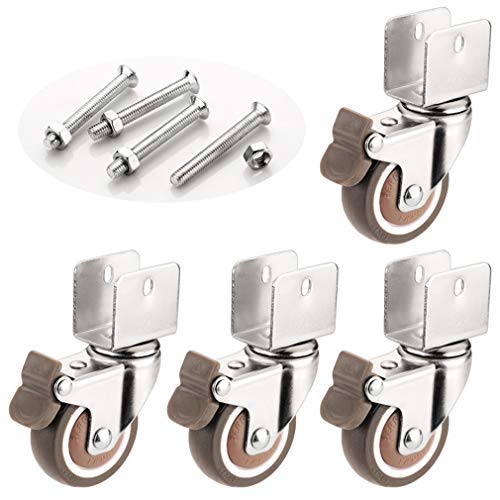 Set mit 4 Lenkrollen, Möbelrollen, 360° drehbare Rollen mit Bremse, Räder, Staubschutz, Gummi-Hochleistungsrollen, geeignet für Wickelwagen, Stuhlrollen, Babybetten (Bremse, 22 mm)