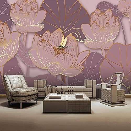 XLMING Light Luxury Lotusblume Libelle 3D Tapete Home Dekoration Wohnzimmer Sofa Schlafzimmer Tv Hintergrund Wand-430cm×300cm