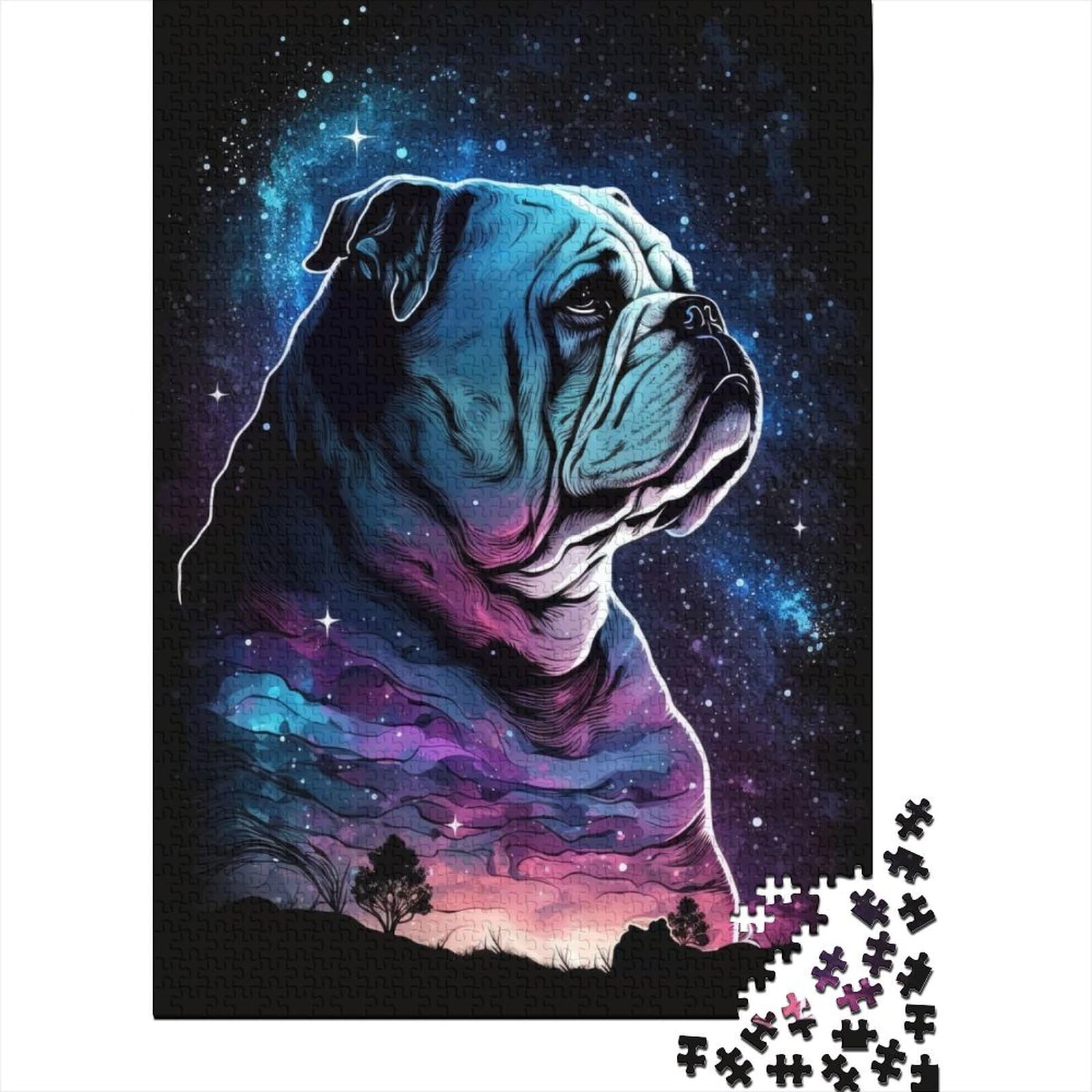 Bulldogge für Erwachsene Puzzle 1000 Teile Schwierige, anspruchsvolle Puzzles 1000 Teile Großes Holzpuzzle für Erwachsene 75x50cm