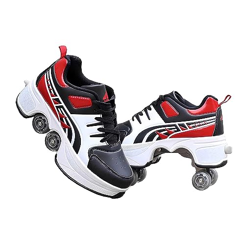 Skates Rollschuhe Schuhe, Automatisch Einziehbare Skate Schuhe, Roller Skate Shoes für Männer Frauen und Kinde, verstellbar Schuhe mit Rollen