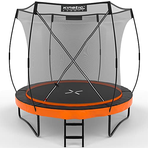 KINETIC SPORTS Trampolin Ultimate Pro 'Sunset Orange' für Kinder und Erwachsene | TÜV GS-geprüft | Designed in Germany | Fiberglas Netzstangen | AirMAXX Technologie | 244 cm