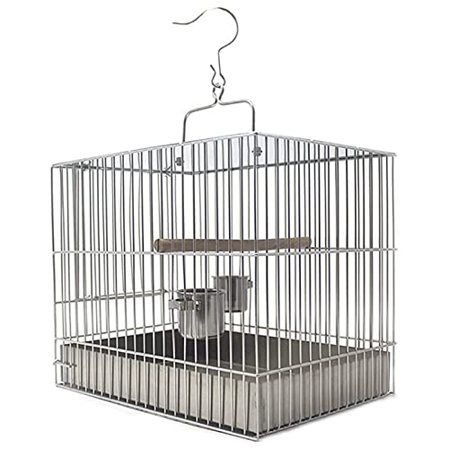 Vogelkäfig Edelstahl Vogelkäfig Badekäfig Papagei Vogelkäfig Mit Griff Und Haken Vogeltränkenkäfig 3 Größen (Small)