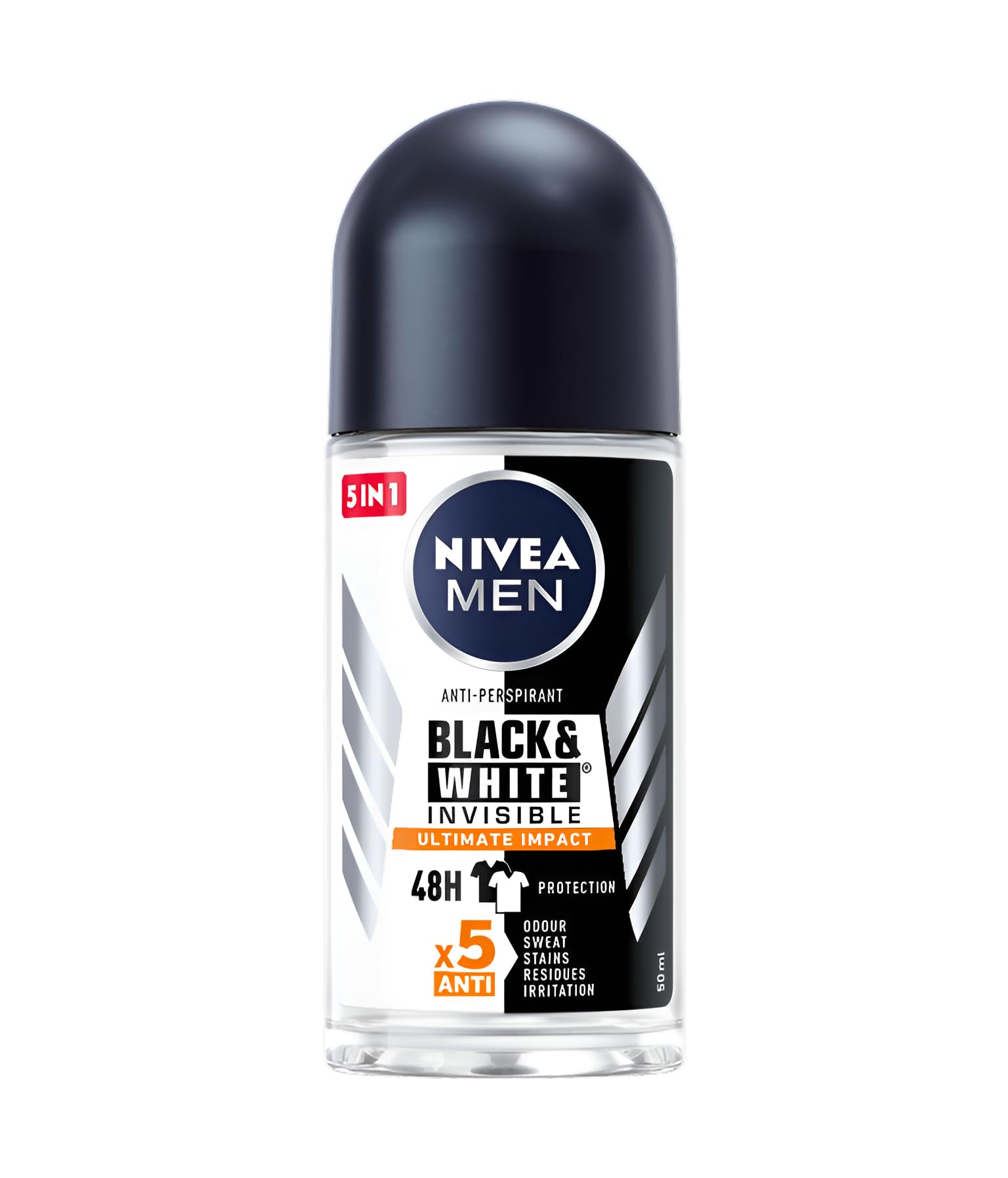 Nivea Roll On Men 50ml (Pack of 6) Invisible for Black & White Ultimate Impact Long-lasting Protection Against Yellow Stains 48 Hours Sweat Protection With Skin Care