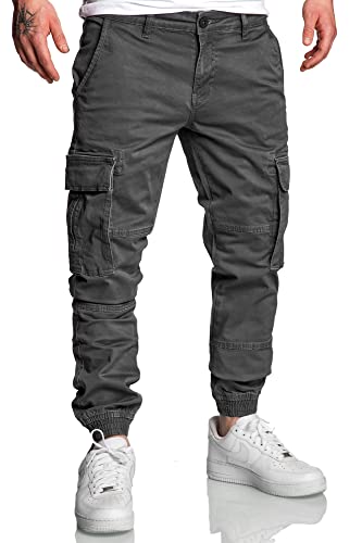 Amaci&Sons Jogger Cargo Herren Chino Jeans Hose 7020 Anthrazit W34