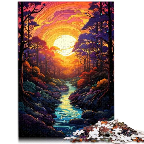 Puzzles für Bunter Psychedelischer Wald, 1000 Puzzles für Erwachsene, 1000 Teile, vollständig ineinander greifenden und zufällig geformten Teilen, 1000 Stück (50 x 75 cm)