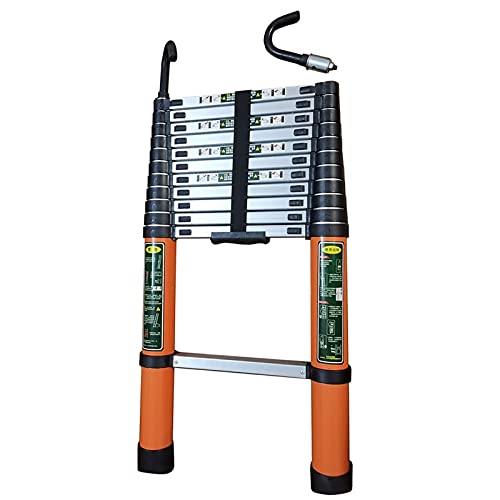 RASOANOA Teleskopleiter mit abnehmbarem Haken, 8 m/7 m/6 m/5 m/4 m/3 m/2 m Aluminium-Teleskopleiter, Ausziehleitern für Dachböden von Wohnmobilen, Tragkraft 150 kg (Größe: 4,1 m/13,5 Fuß) interessant