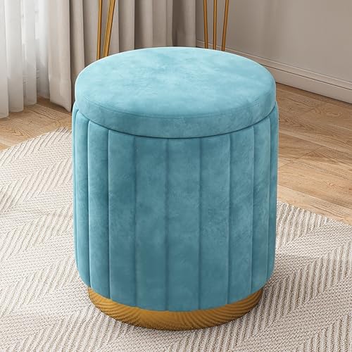 WYZCHDM Runder Samt-Ottomane, Mode Lagerung Hocker, Dressing Tisch mit Stauraum, Multi-Funktion Make-Up Hocker, Schminkhocker, Couchhocker Polsterhocker, für Wohnzimmer Schlafzimmer Without Storage F