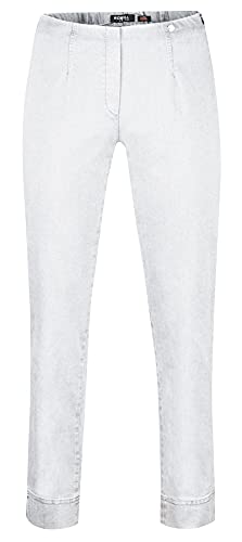 Robell Style Marie – Bequeme, Denim Power Stretch Jeans, Gerade geschnittenes Bein mit Schlitz Farbe Weiss Größe 40