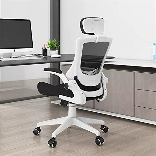 Drehbarer Rollstuhl für das Home-Office, ergonomischer Bürostuhl, Computer-Schreibtischstuhl aus Netzgewebe mit Lendenwirbelstütze/verstellbarer Kopfstütze und 3D-Armlehne/hoher Rückenlehne/Rollen,