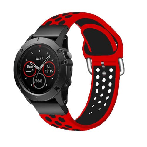 BANDKIT Quickfit-Uhrenarmband für Garmin Fenix 6 6X Pro 5X 5 Plus 3HR 935 945 S60, Silikonband, Schnellverschluss-Armband, 22 mm, 26 mm, 22mm Width, Achat