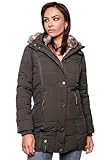 MARIKOO Damen Winter Jacke Mantel Parka warm gefütterte Winterjacke B817 [B817-Lieblings-Anthr.-Gr.L]