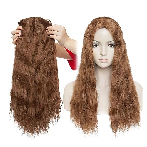 Clip-in-Haarverlängerungen 20-Zoll-Haarverlängerungen, synthetisches Wasserwellen-Clip-in-Haarteil, Clip-in-einteiliges Haar, schwarz-braunes Haarteil for Frauen Clip-in-Haarverlängerungen aus Echthaa