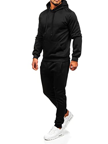 BOLF Herren Sportanzug Jogginganzug Trainingsanzüge Fitnessanzug Sweatshirt Set Tracksuit Workout Sport Fitness für Running Yoga Gym Sportswear C10381 Schwarz XXL [8H8]