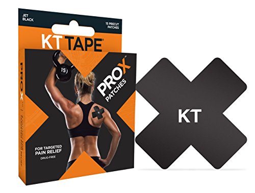 KT Tape Prox 15 Patch vorgeschnittenen Synthetik Kinesiologie Tape, Jet Schwarz