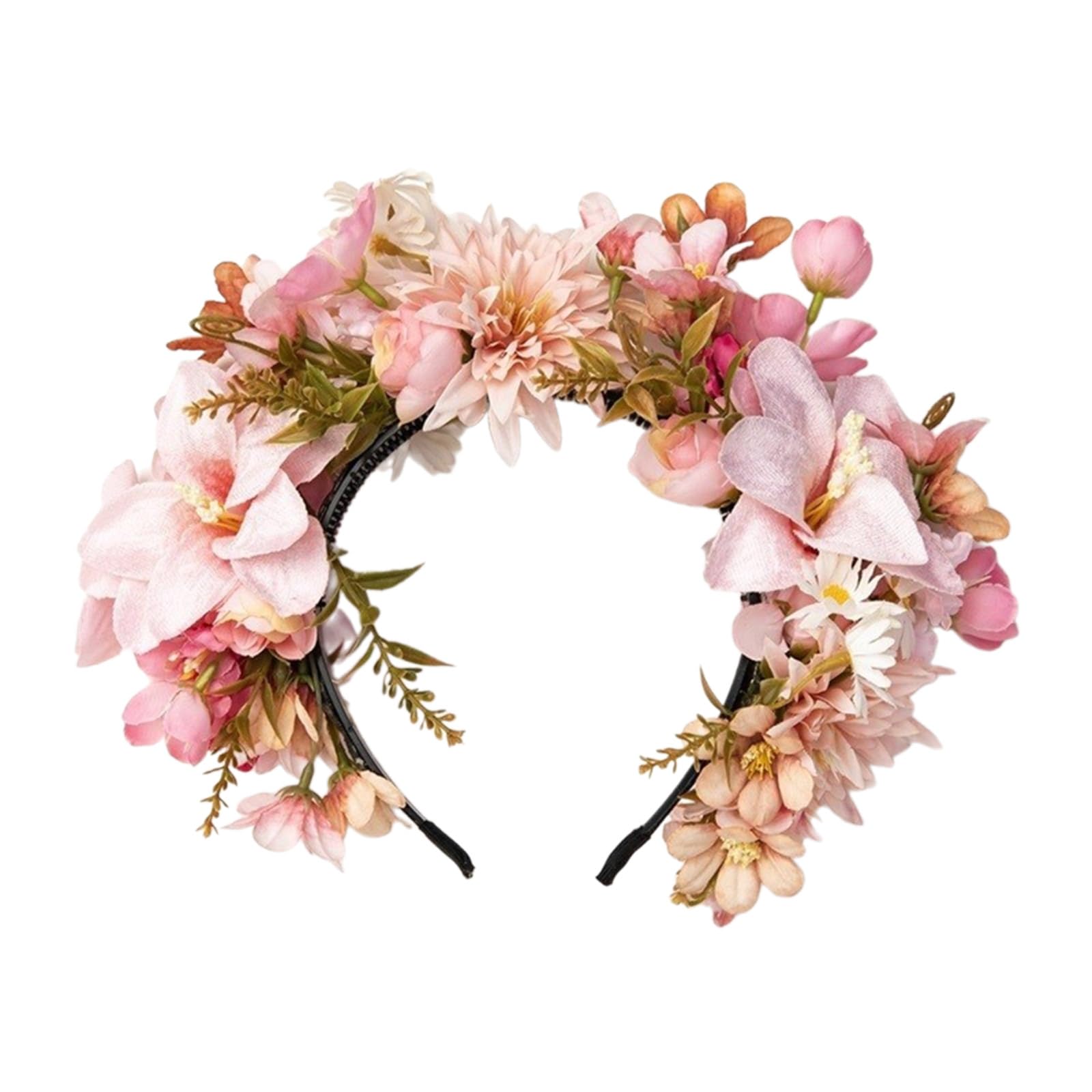 ohodhmnu Ethnisch inspirierter Kopfschmuck, stilvolle Blumen-Blumen-Kopfbedeckung für Damen und Mädchen, modischer Haarschmuck mit Blumenmotiv