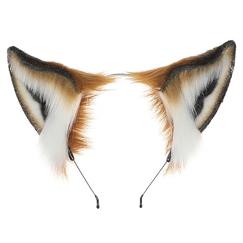 MEELYHOME Haarreif mit pelzigen Wolfsohren, Fuchs-Ohren, Plüsch-Haarschmuck, weich, Tier-Cosplay-Zubehör