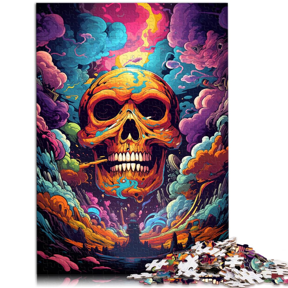 Puzzlespiel, farbenfroher Fantasie-Totenkopf, 1000 Teile, für Erwachsene, schwierige Puzzles, Holzpuzzles, Künstlersammlung, bildende Kunst, 1000 Teile (50 x 75 cm)