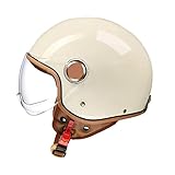 Retro Motorradhelm Herren Damen, Vintage Motorrad Jethelm, Halbhelme Mit Visier, Klapphelme DOT/ECE-Zulassung, Offenem Helm Chopperhelm Rollerhelm Brain Cap Helm(59-60cm) ( Color : D , Size : (59-60cm