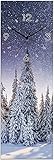 ARTLAND Wanduhr ohne Tickgeräusche Glas Quarzuhr 20x60 cm Rechteckig Lautlos Winterlandschaft Wald Alpen Tanne Schnee Sternenhimmel U1TO