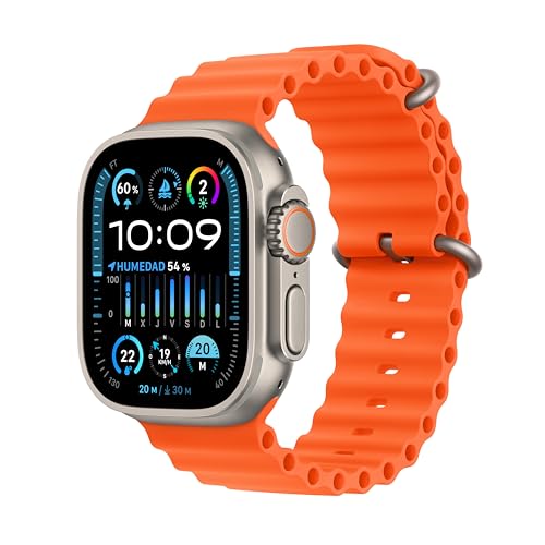 Apple Watch Ultra 2 [GPS + Cellular, 49MM] Titangehäuse mit Ocean Armband Orange - One Size (Generalüberholt)