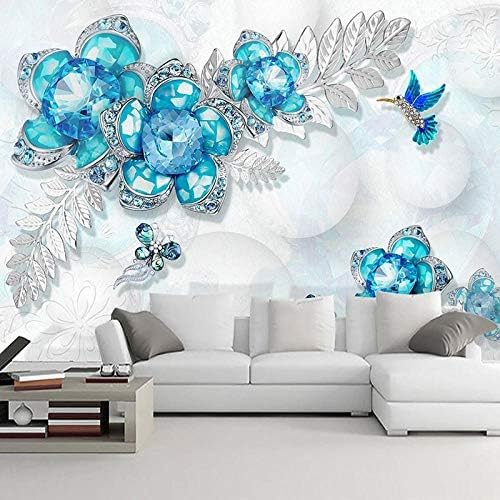 XLMING Blauschmuck Blume Schmetterling Küche Esszimmer Arbeitszimmer Wohnzimmer TV Hintergrund Wand 3D Tapete-200cm×140cm