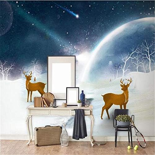 XLMING Verschneiter Tag Schneelandschaft Küche Esszimmer Arbeitszimmer Wohnzimmer TV Hintergrund Wand 3D Tapete-250cm×170cm