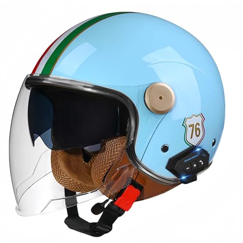 Motorradhelm, Offener Halbhelm Mit Sonnenblende, Retro-Vintage-Stil, Motorradhelm Für Jugendliche, Männer Und Frauen, DOT/ECE-Geprüft Y,XL61-62CM