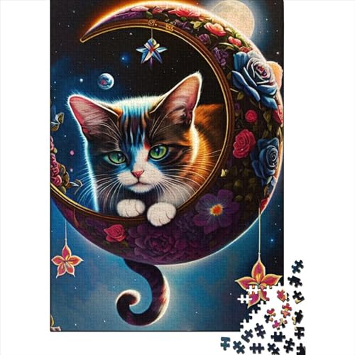 500 große Teile Puzzle für Erwachsene, süße Katze, Holzpuzzle für Erwachsene und Teenager, für Familienspaß und Spieleabende (52 x 37 cm)