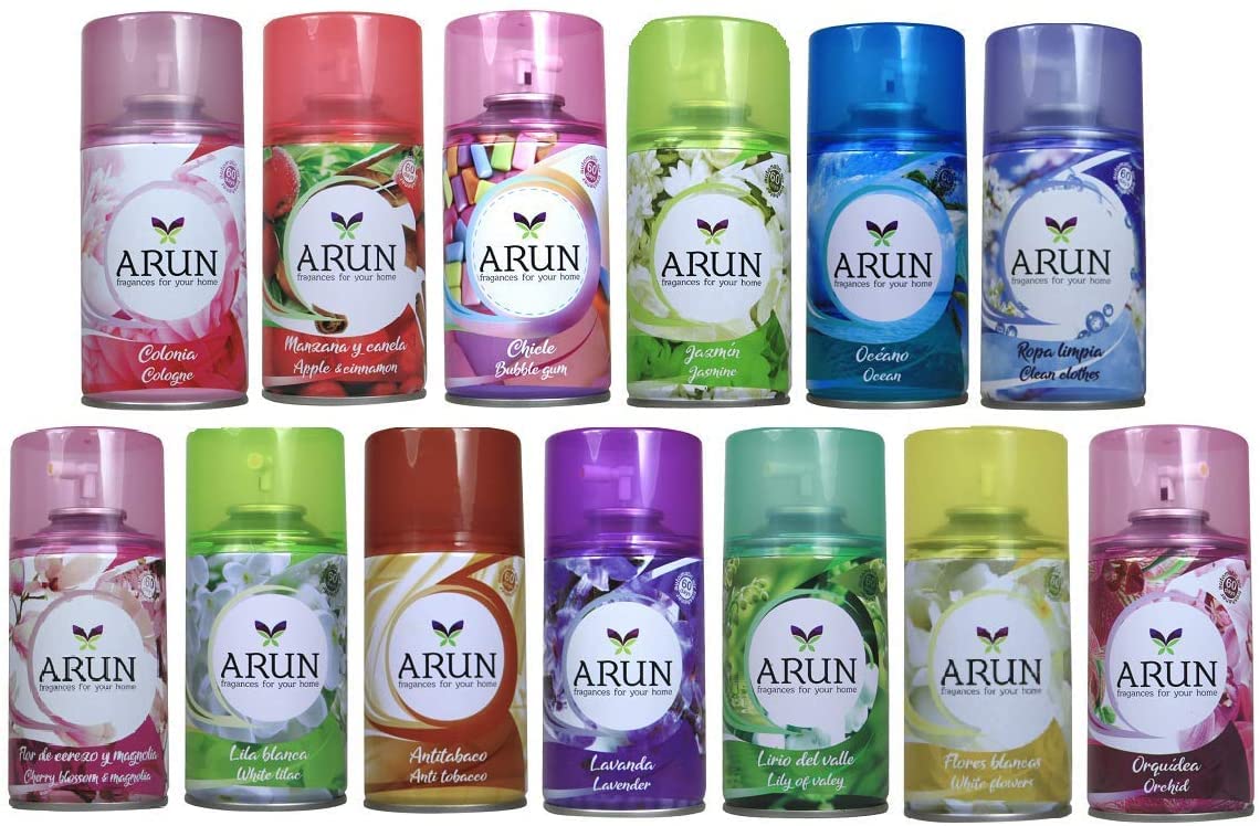 12x 250ml MIX Arunspray passend für Air Wick Airwick freshmatic nachfüller duft