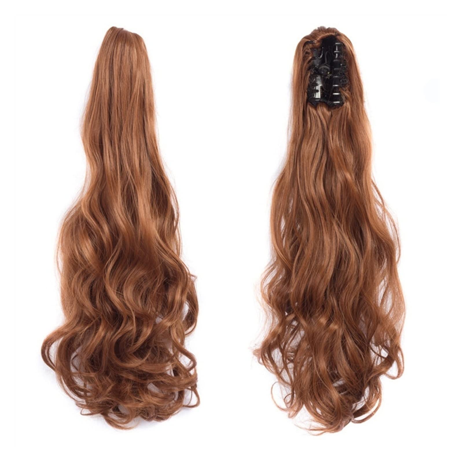 Pferdeschwanz Haarteil 55,9 cm gewelltes Pferdeschwanz-Haar mit Klaue, Clip-in-Haarverlängerung, hitzebeständige Faser, Pferdeschwanz-Haarteil for Frauen und Mädchen, Verlängerung, synthetisches, lang