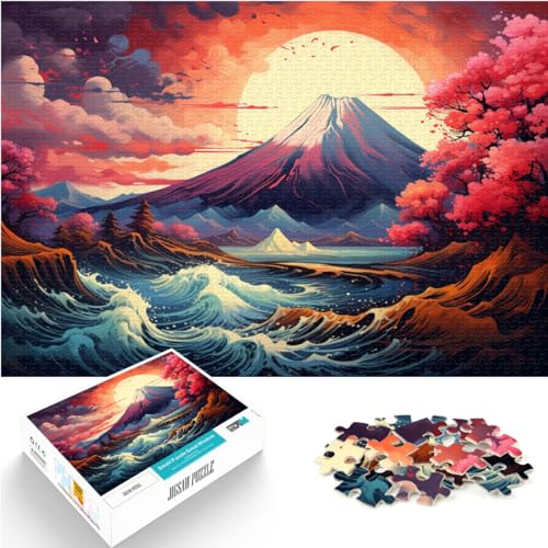 Puzzle Fantasie-Berg Fuji in Japan, 1000-teiliges Puzzle für Erwachsene, Holzpuzzle, Familienspiel zum Stressabbau, schwieriges Herausforderungspuzzle, 1000 Teile (50 x 75 cm)