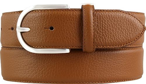 BELTINGER Damen-Gürtel aus gemasertem Leder mit Steppnaht 4 cm | Hochwertiger Ledergürtel mit Pigmentprägung 40mm Damen | Jeans-Gürtel mit runder Gürtelschließe4cm | Tabac 115cm