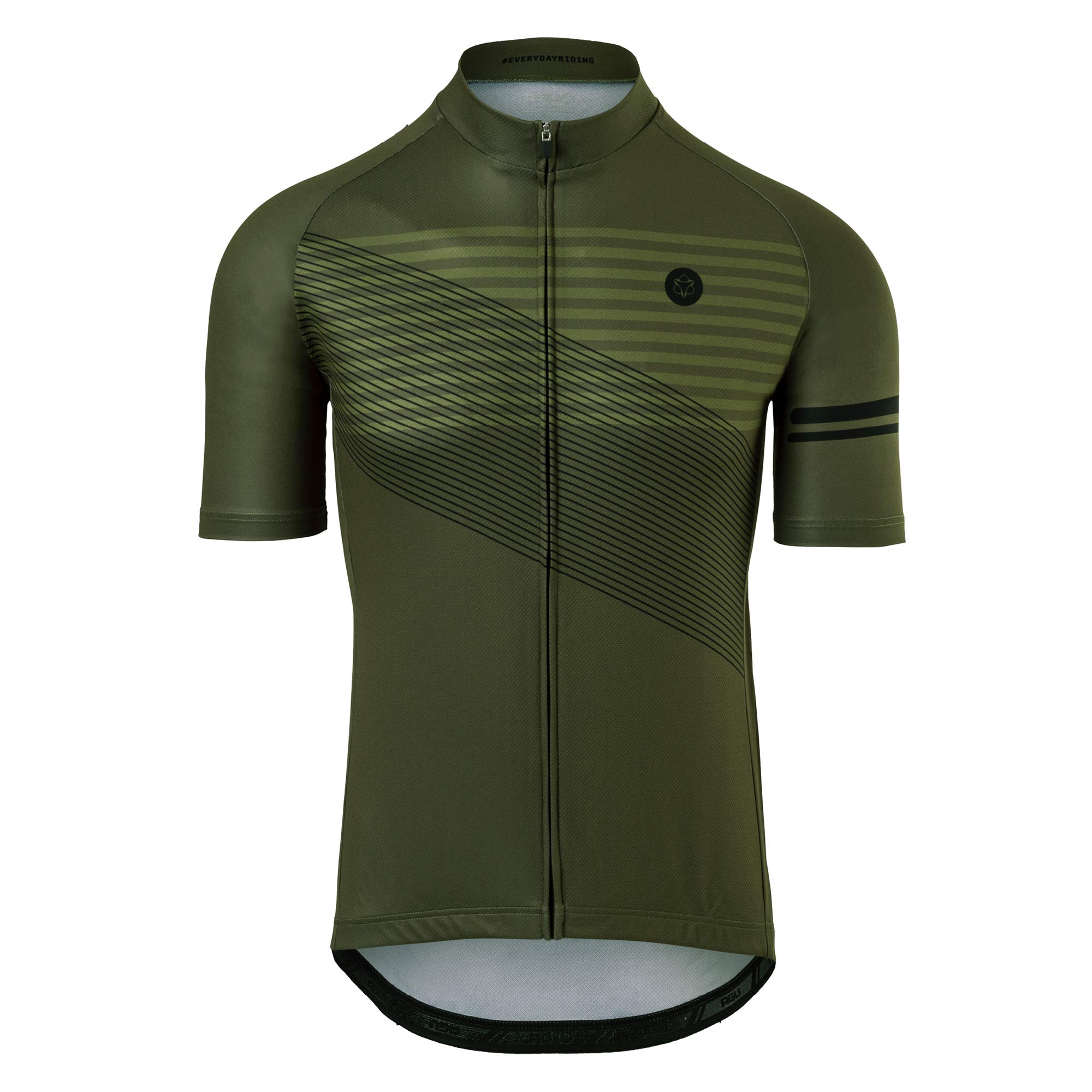 AGU Striped Fahrradtrikot Essential Herren, Atmungsaktive Radtrikot, Schnell Trocknend Material, Fahrradbekleidung für Männer, aus 100% Polyester, Grün - XL