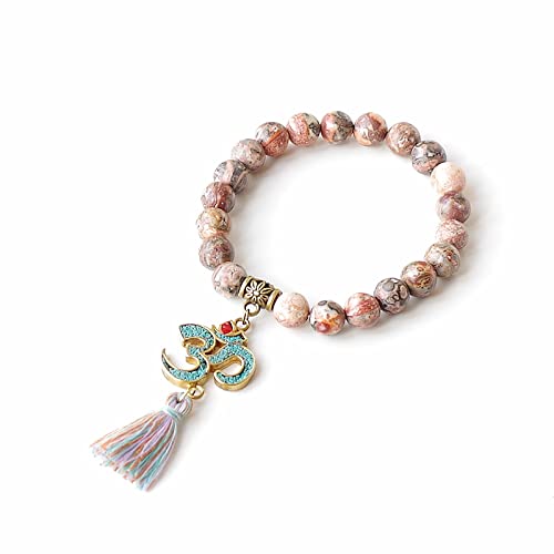 Tibetischen Buddhismus Mala Chakra Armband Handgemachte Quaste Naturstein Perlen Strang Bettelarmband Für Männer Frauen,IF