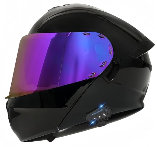 Modularer Integrierter Bluetooth-Motorradhelm, ECE-Zugelassener Herren-Rollerhelm, Integrierter Motorradhelm Mit Doppelvisier, Für Erwachsene Männer Und Frauen H,XXL63-64CM