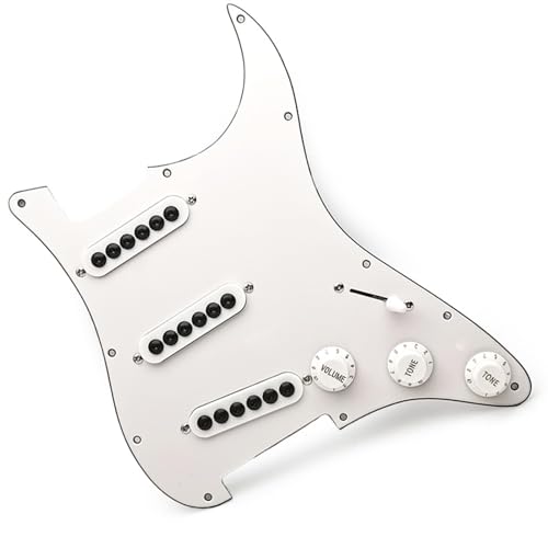 Schlagbrett-Tonabnehmer E-Gitarre-Einzel-Tonabnehmer-Panel-Baugruppe, E-Gitarren-Panel-Schaltung, Innerer Sechseckiger Schirmkopf-Tonabnehmer (Color : White)