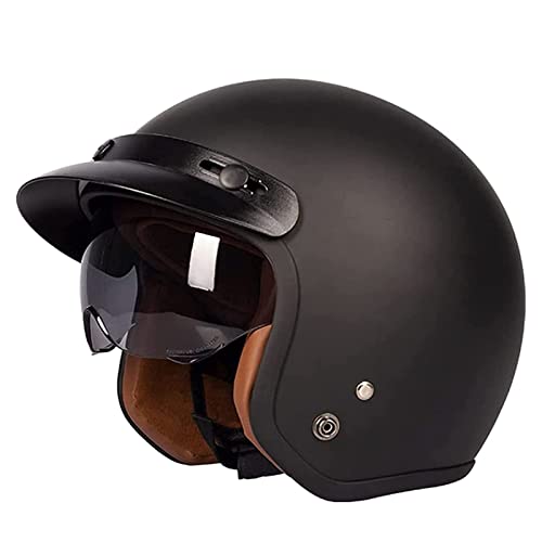 BGMKE Motorrad Jethelm Herren Damen 3/4 Retro Halbhelm Mit Visier ECE Zertifizierung Motorrad Retro Halbhelme Für Erwachsene Street Scooter Motorrad Vintage Style Mopedhelm Mofa-Helm Jet-Helm