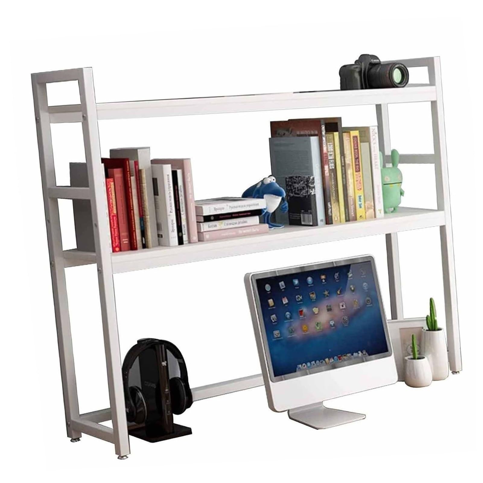 Verstellbares Schreibtisch-Bücherregal - Schreibtisch-Bücherregal für Computertische, Schreibtisch-Arbeitsplatten-Organizer-Rack, offenes Schreibtisch-Aufbewahrungsregal aus Metall, für Büro/Küche/B