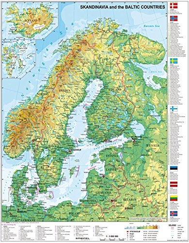 Länderkarte Skandinavien und Baltikum physisch (engl.), 67 x 86 cm als Poster (9709869610245)