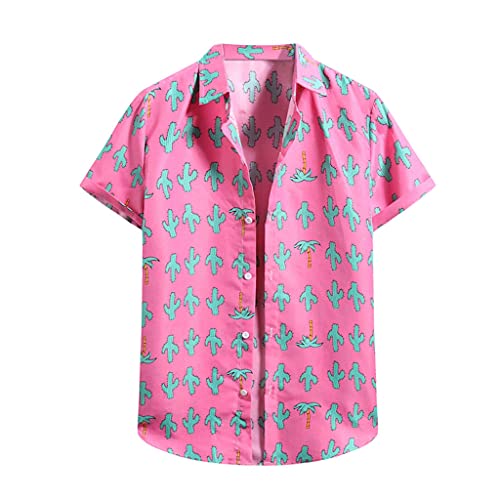 HJKOGH Sommer-Strand-Blumen-bedrucktes Hemd Männer Leinen lässig atmungsaktiv Kurzarm Streetwear Hawaiian (Color : A, Size : M Code)